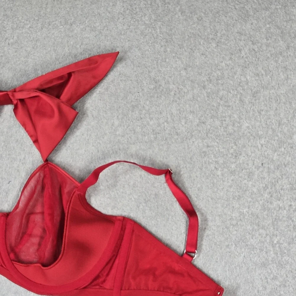 Victoria Secret Women Bra 36DDD Red Dream Angels Push Up Underwired Bow